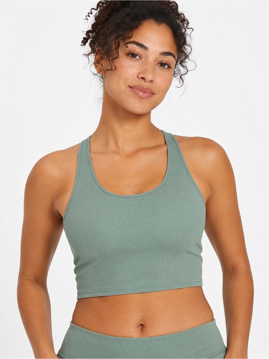 Pact Organic Other - Pact Organic Cotton Ribbed Racerback Sports Bra, Cropped Top, Sage Green, XL